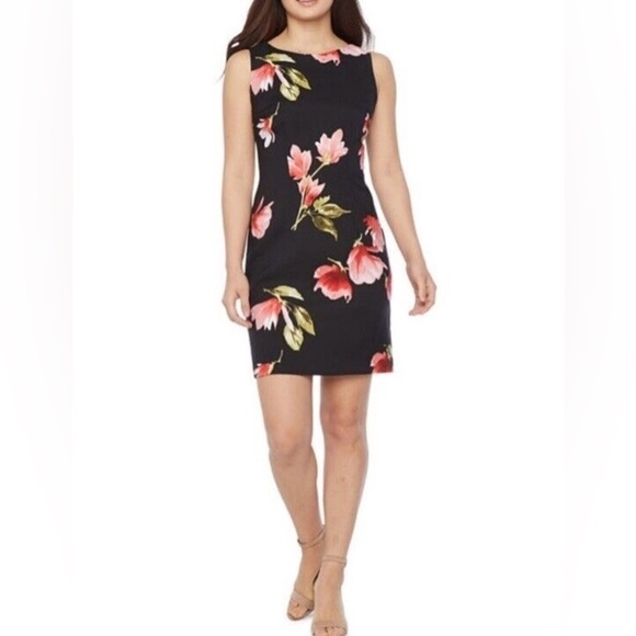 NWT ALYX Floral Print Fit & Flare Dress- Black/ Size 12 - Picture 1 of 7